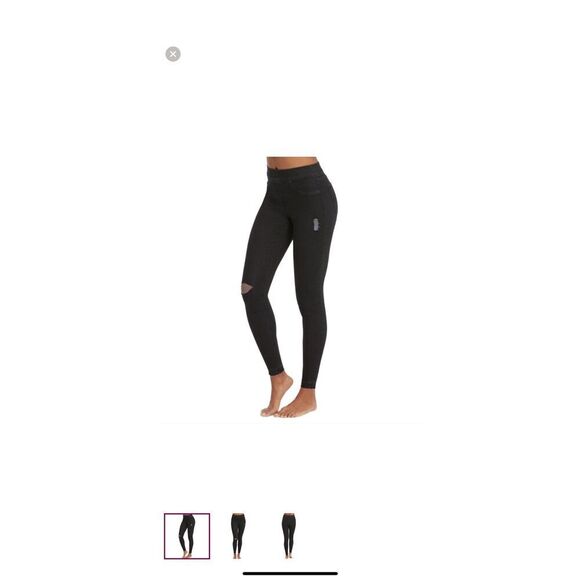 SPANX Black Gray Distressed Pull on Skinny Jean Leggings Medium - Picture 8 of 8
